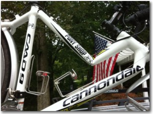 crashed bike from driving into garage